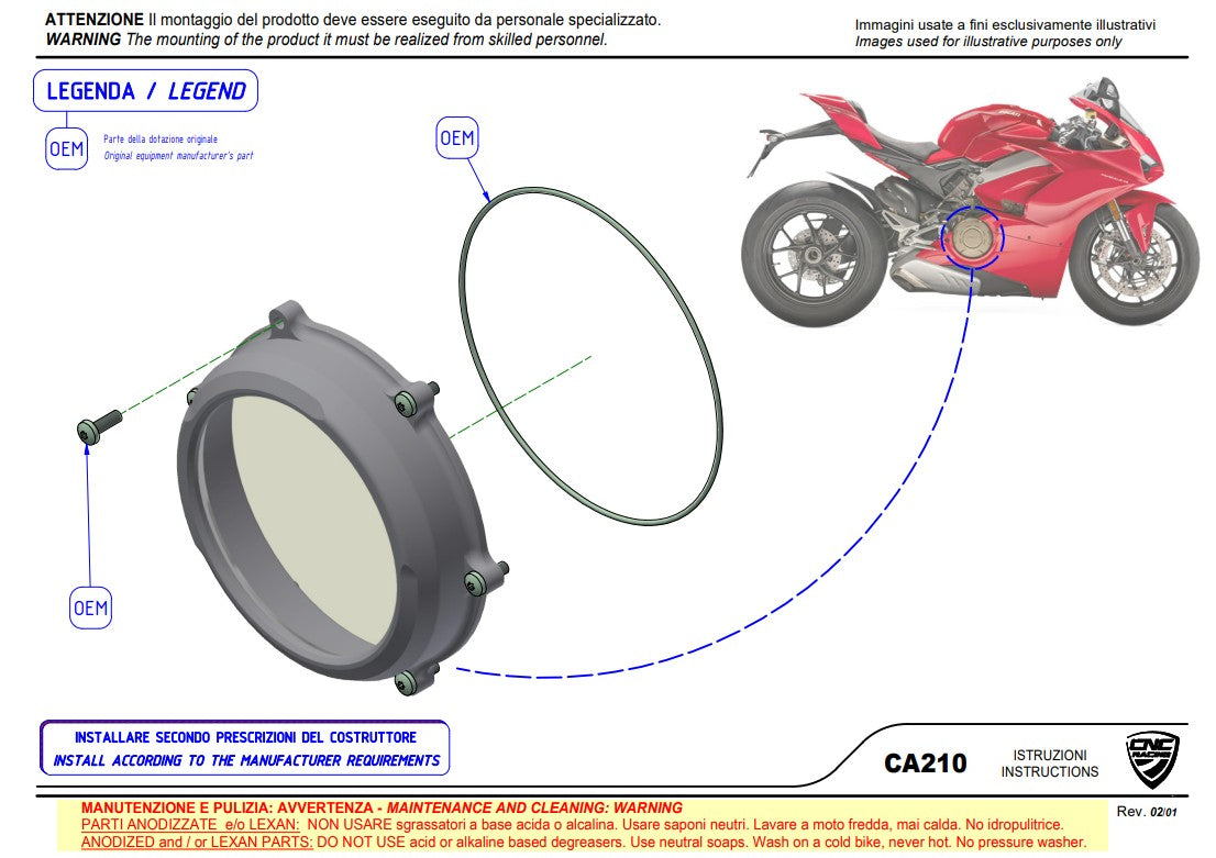 Couvercle de couplage transparent CNC Racing Ducati Panigale V4/S (2025) CA210S 