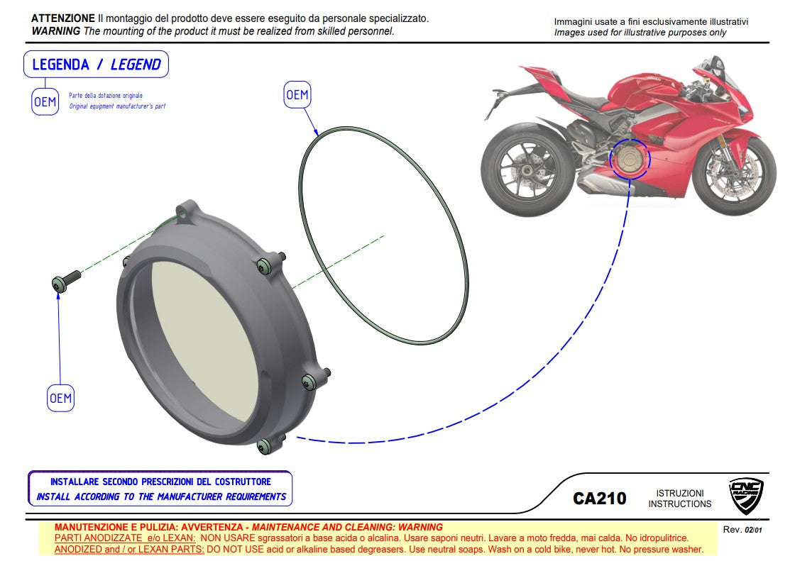 Couvercle d'embrayage transparent Pramac Racing Édition Limitée CNC Racing Ducati Panigale V4/S (2025) CA210PR 