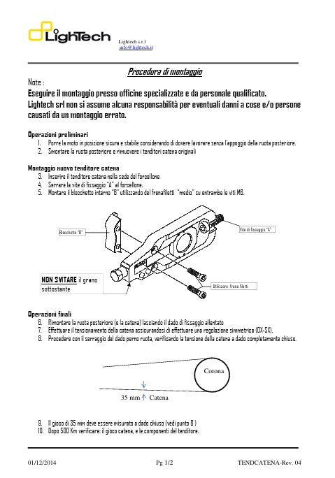 Tendeur de chaîne LighTech Aprilia RSV4/Factory/R (09-14) TEAP001 