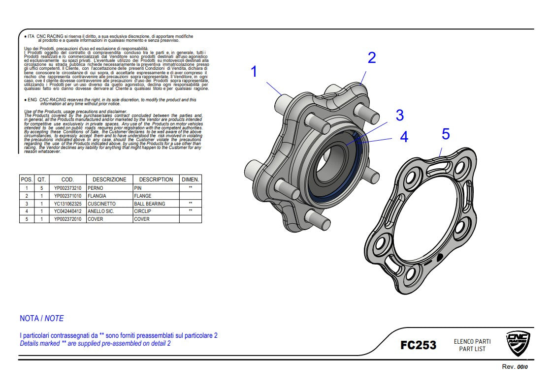 Porte-sprocket CNC Racing Ducati Panigale V4/S (2025) FC253 