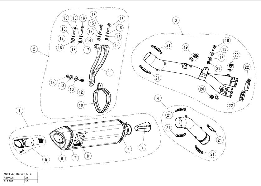 Set de jour de piste Akrapovic (Titane) Yamaha YZF-R1/M (15-25) S-Y10SO19-RT/TD 