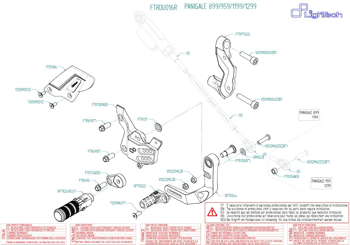 Système de marche arrière R LighTech pour Ducati Panigale 959 (16-19) FTRDU016R 