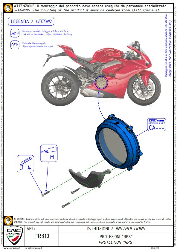 Protection de couplage en aluminium couvercle de protection CNC Racing Ducati Panigale V4/S (2025) PR310 
