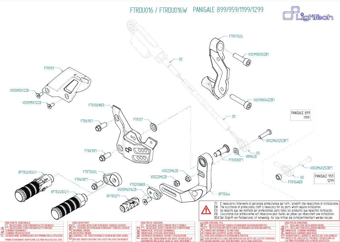 Système de rétrogradation LighTech pour Ducati Panigale 959 (16-19) FTRDU016/W 