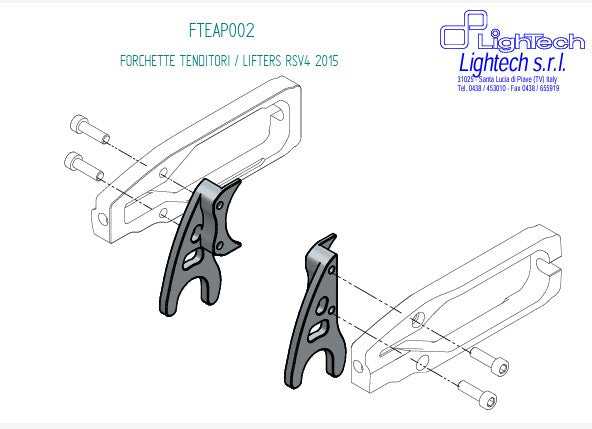 Supports de stand pour LighTech tendeurs de chaîne TEAP003 Aprilia RSV4/RR/RF/1100 Factory (15-20) FTEAP002SIL 