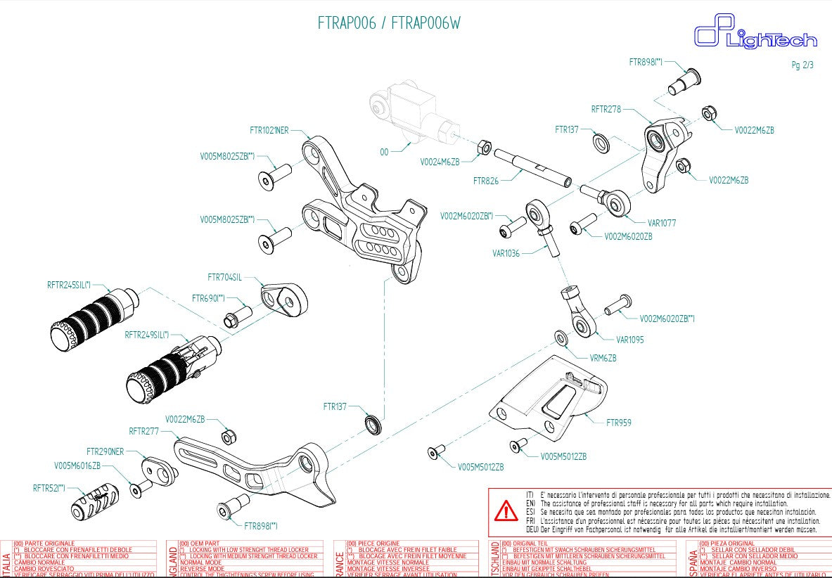 Système de freinage LighTech inverse pour Aprilia RSV4/RF/RR/1100 Factory (17-25) FTRAP006/W 