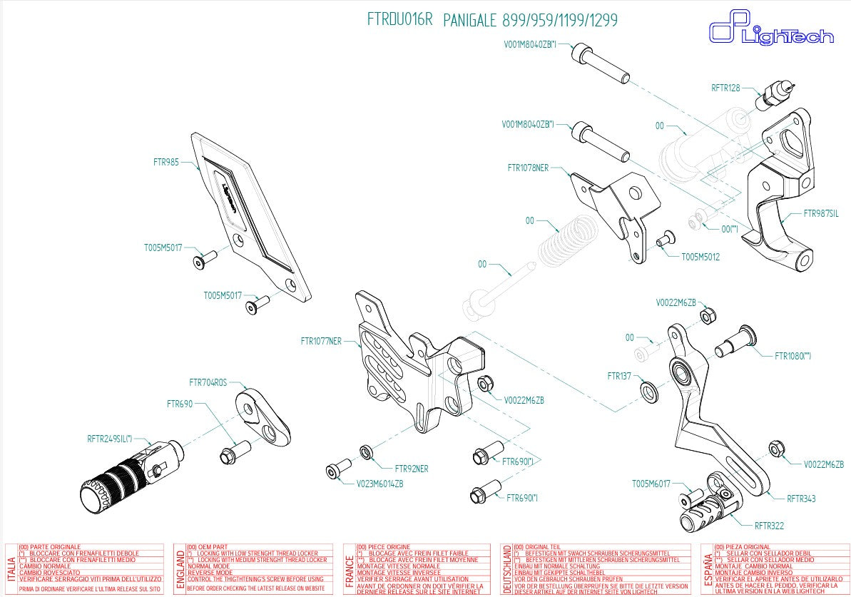 Système de freinage R LighTech inverse pour Ducati Panigale 1299/S (15-18) FTRDU016R 