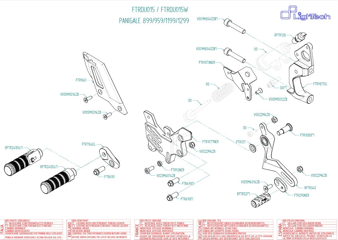 Système de freinage LighTech Ducati Panigale 959 (16-19) FTRDU015/W 
