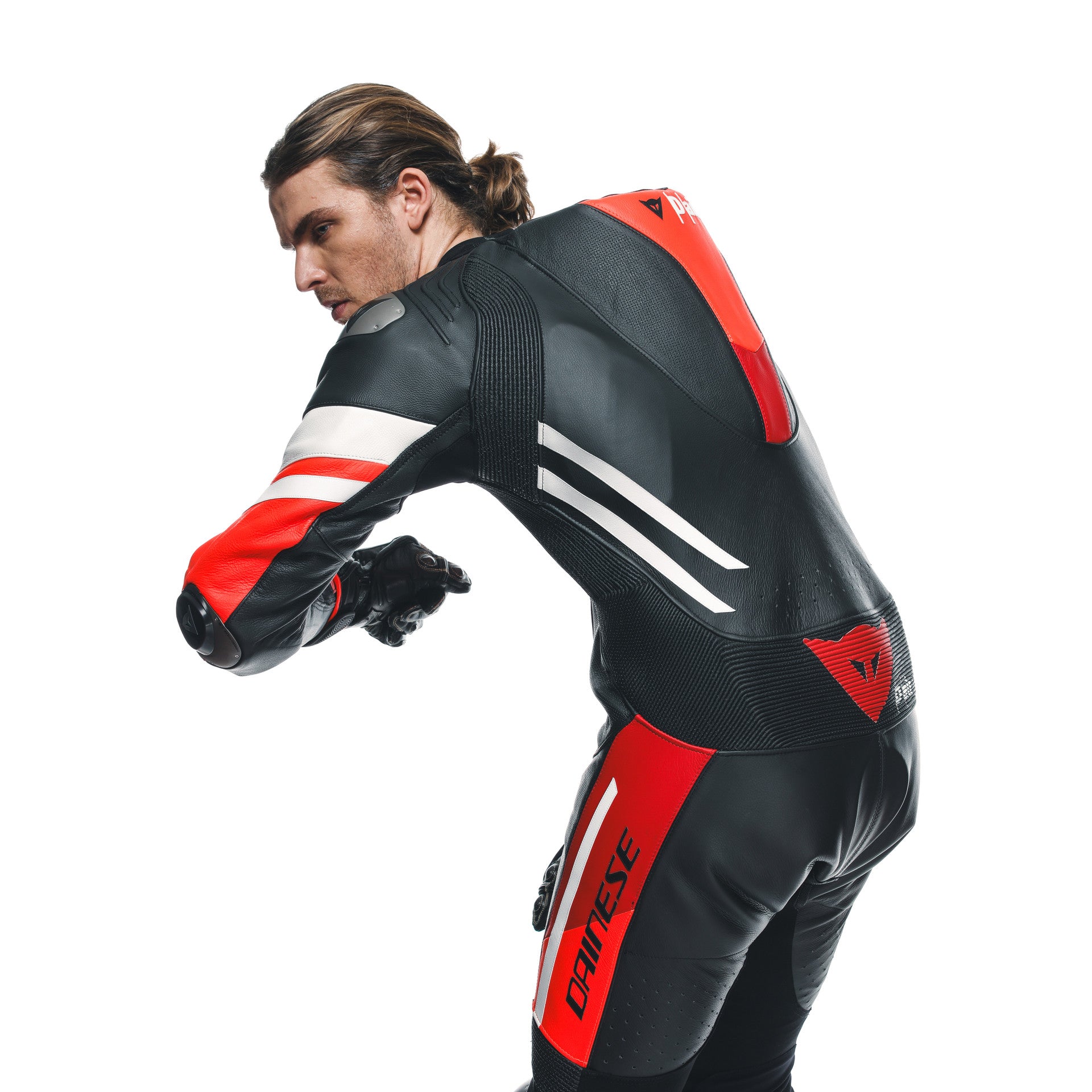 Dainese Misano 3 D-AIR® Combinaison en cuir à une pièce – Combinaison de course avec airbag perforé | Hommes | Rouge 