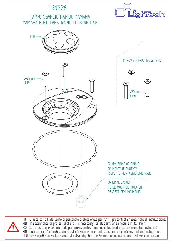 Bouchon de réservoir à vis LighTech Yamaha YZF-R7 (22-25) TRN226 