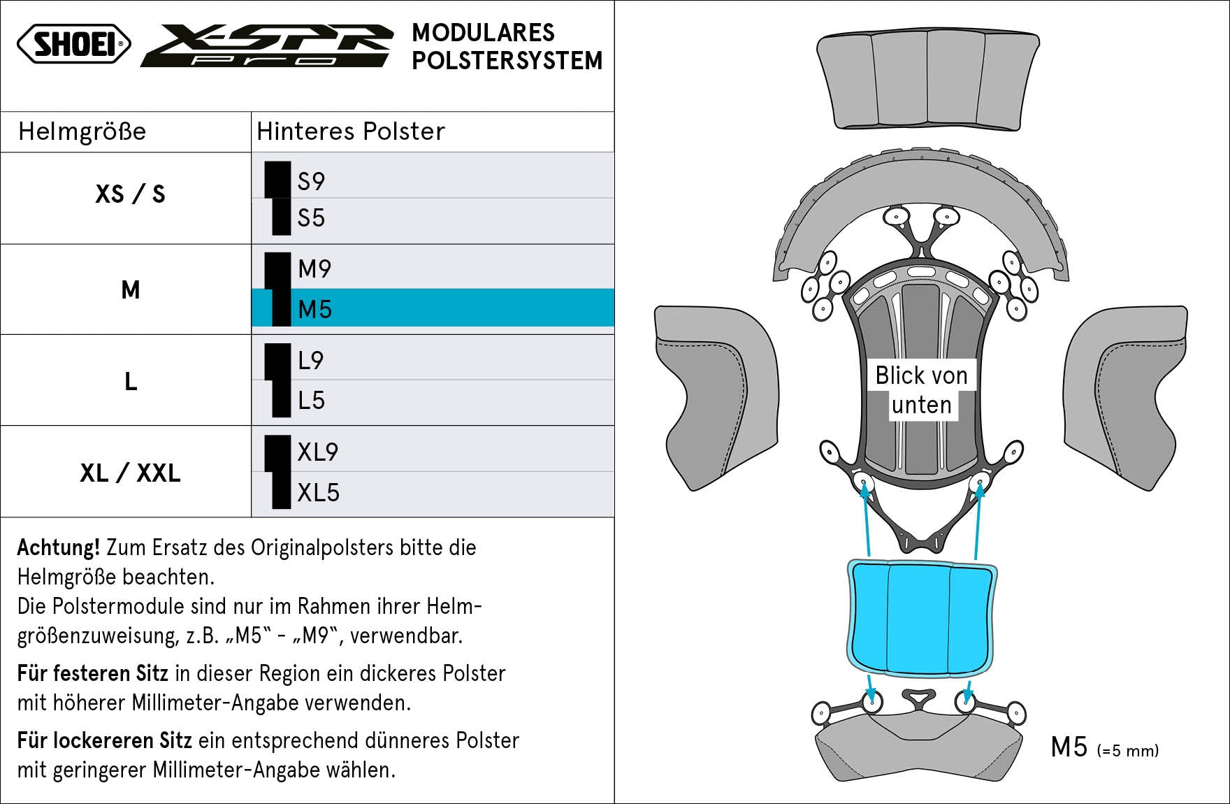 Coussin arrière Shoei M5 (XPRO) Type-P pour X-SPR PRO 