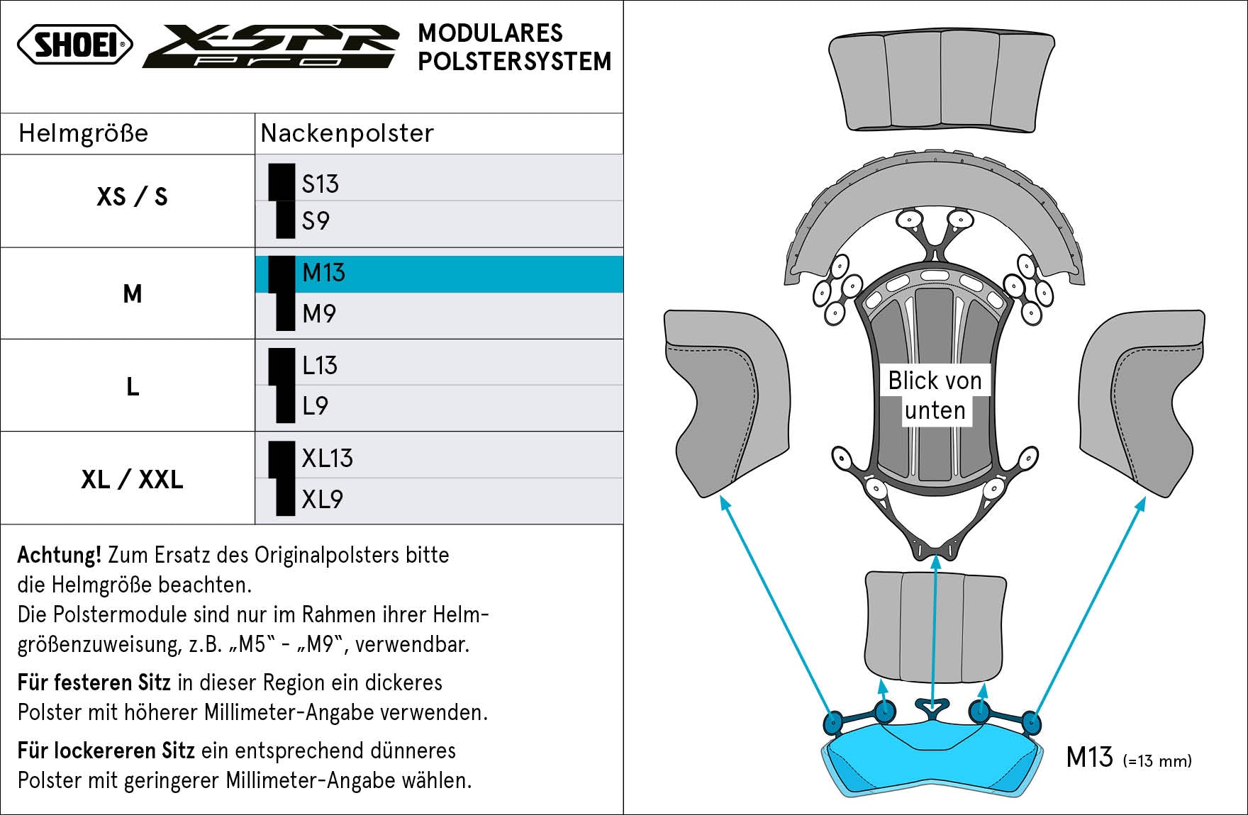 Coussin de tête Shoei Nacken M13 (XPRO) Type-P pour X-SPR PRO 