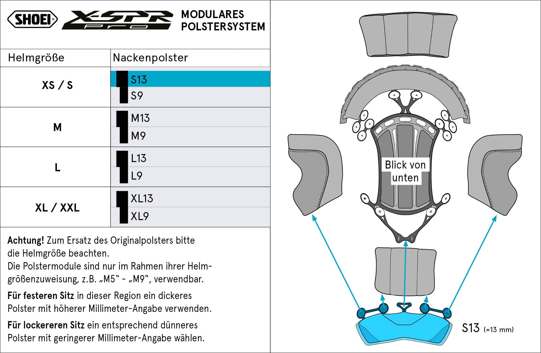 Coussin de tête Shoei Nacken S13 (XPRO) Type-P pour X-SPR PRO 