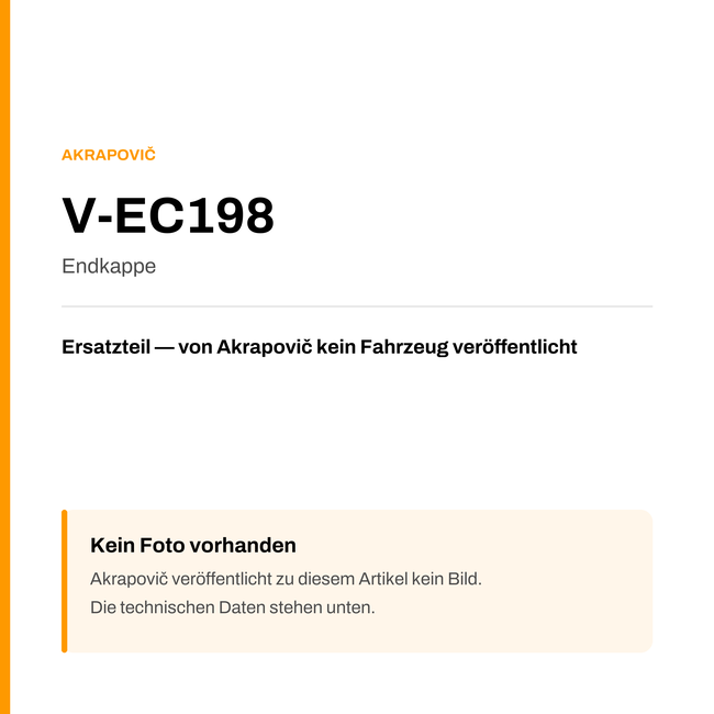 Akrapovic Endkappe V-EC198 — Platzhalter, kein Herstellerfoto verfügbar