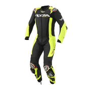 IXON Vortex 3 Combinaison une pièce Combinaison en cuir – Combinaison de course perforée | Homme | Noir/Vert fluo 