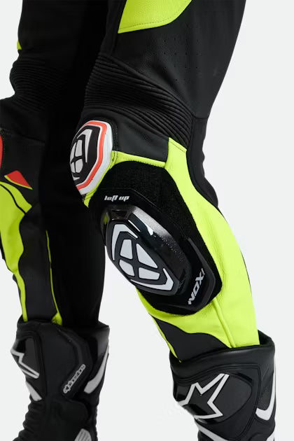 IXON Vortex 3 Combinaison une pièce Combinaison en cuir – Combinaison de course perforée | Homme | Noir/Vert fluo 