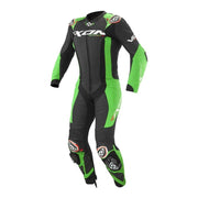 IXON Vortex 3 Einteiler Combinaison en cuir – Combinaison de course perforée | Homme | Noir/Vert 