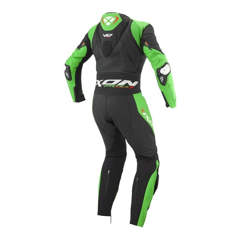 IXON Vortex 3 Einteiler Combinaison en cuir – Combinaison de course perforée | Homme | Noir/Vert 