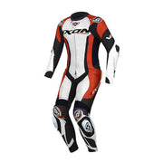 IXON Vortex 3 Combinaison une pièce Combinaison en cuir – Combinaison de course perforée | Homme | Blanc/Noir/Rouge 