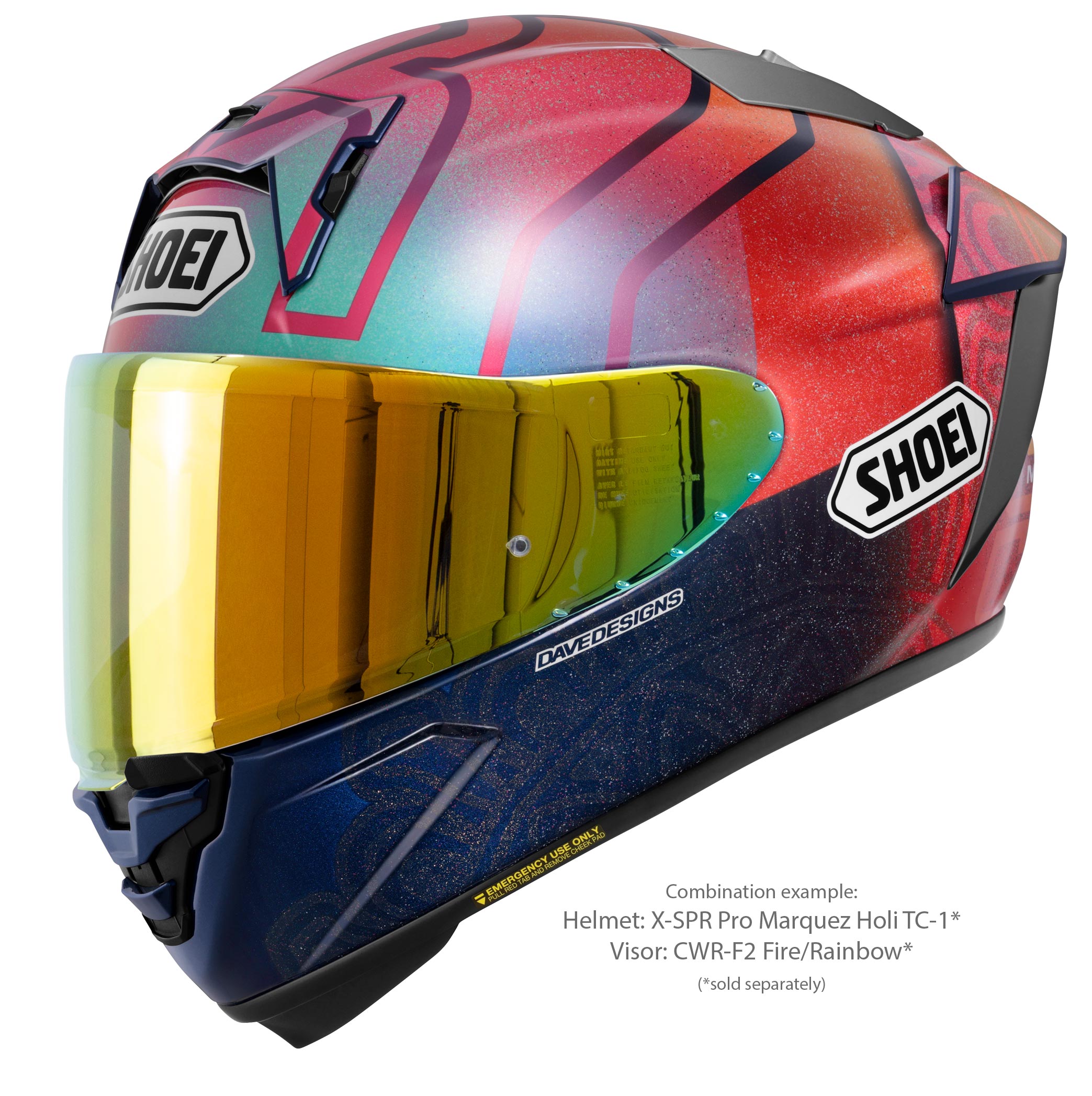 Visière Shoei X-SPR PRO (CWR-F2PN) Arc-en-ciel Miroir 