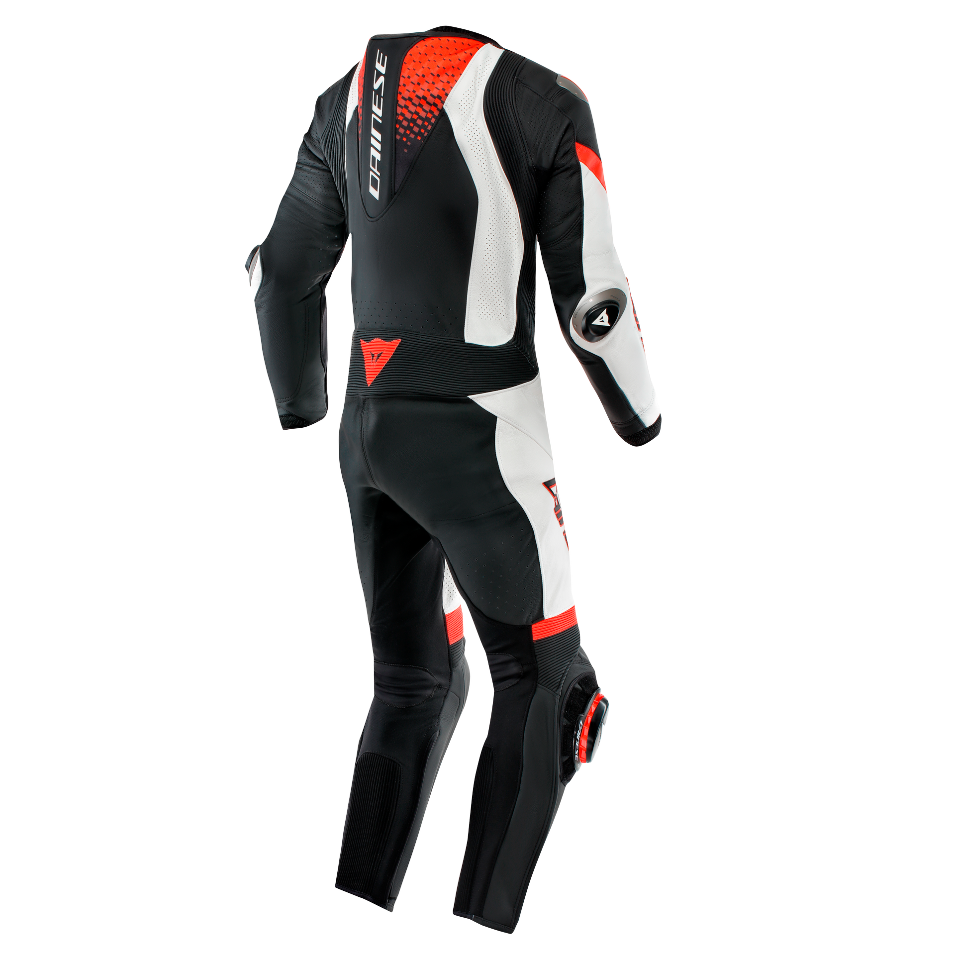 Dainese Laguna Seca 6 Combinaison en cuir intégrale – Combinaison de course perforée | Hommes | Blanc/Rouge 