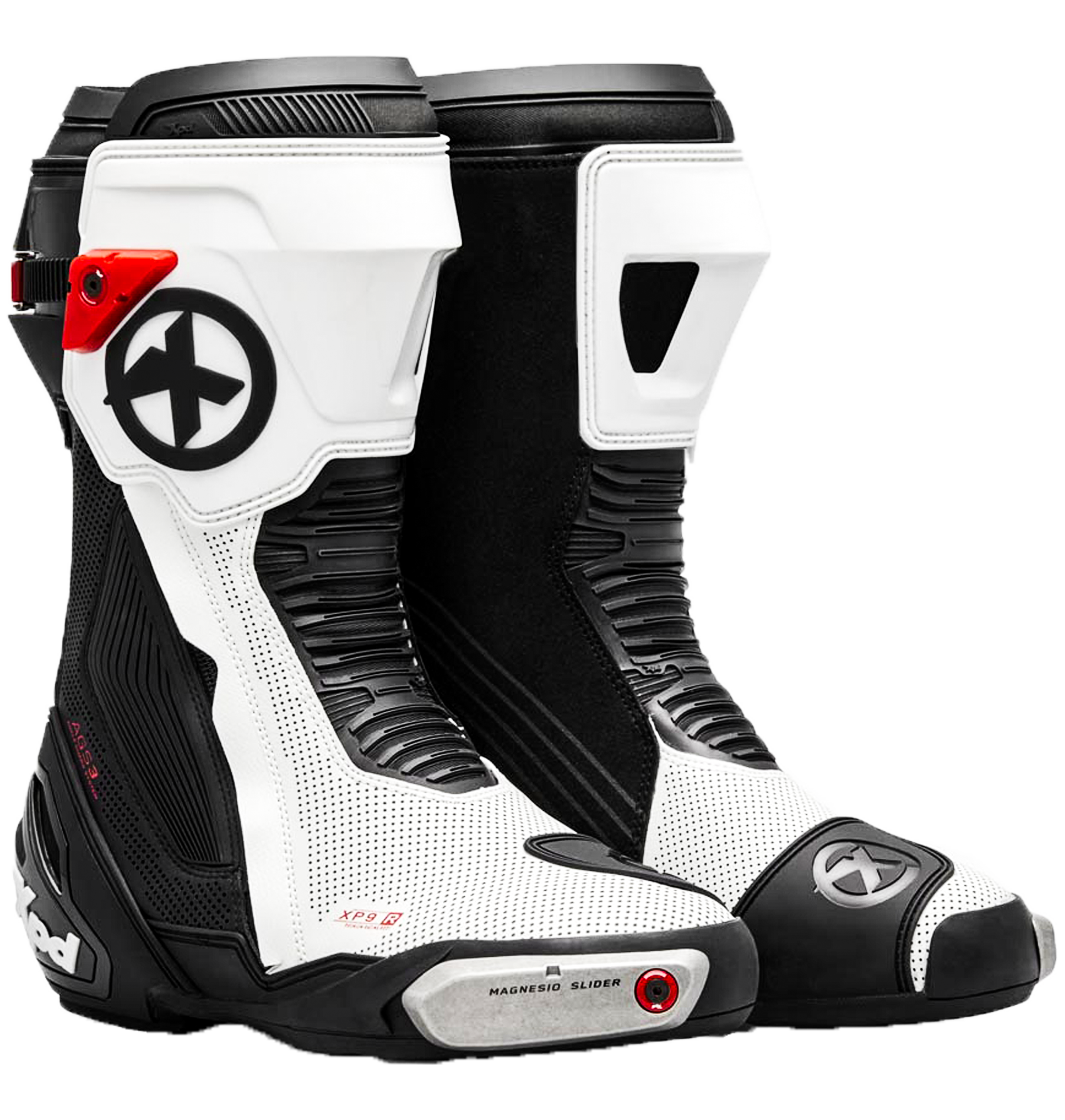 XPD XP9-R AIR bottes de moto perforées de course et de route | Hommes | Blanc/Noir 