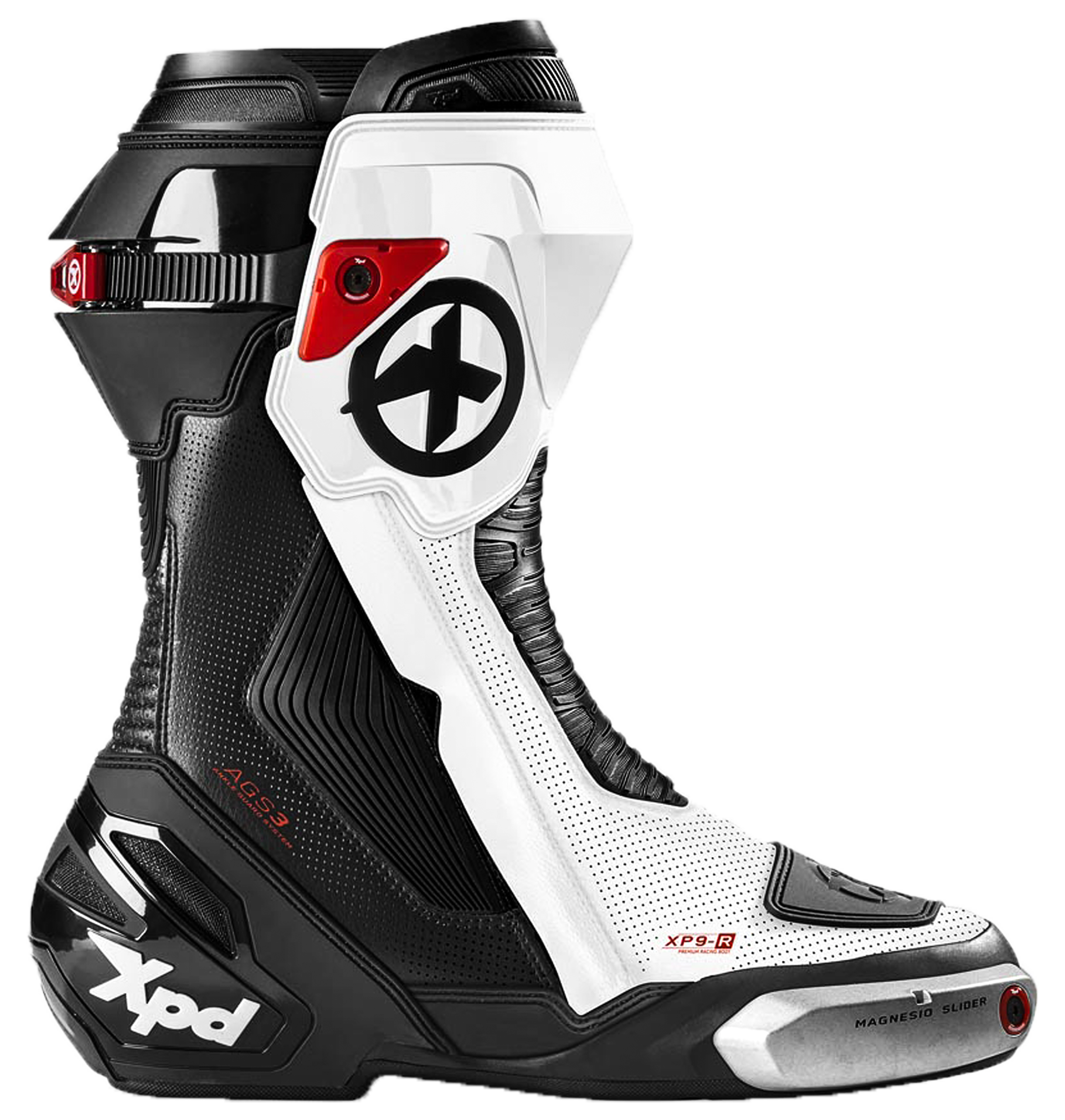 XPD XP9-R AIR bottes de moto perforées de course et de route | Hommes | Blanc/Noir 