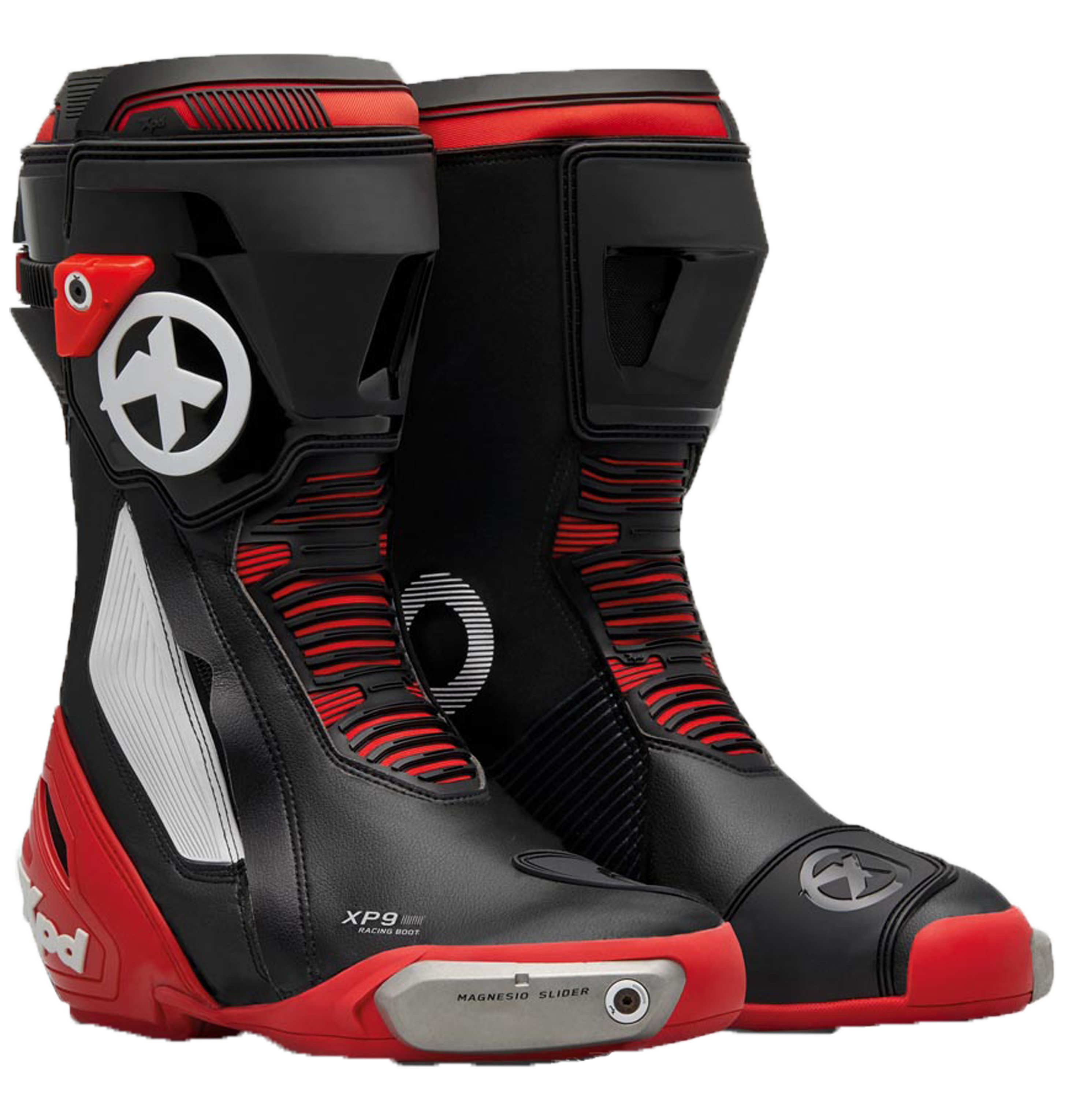 XPD XP9-S Bottes de course et de route pour moto | Homme | Noir/Rouge 