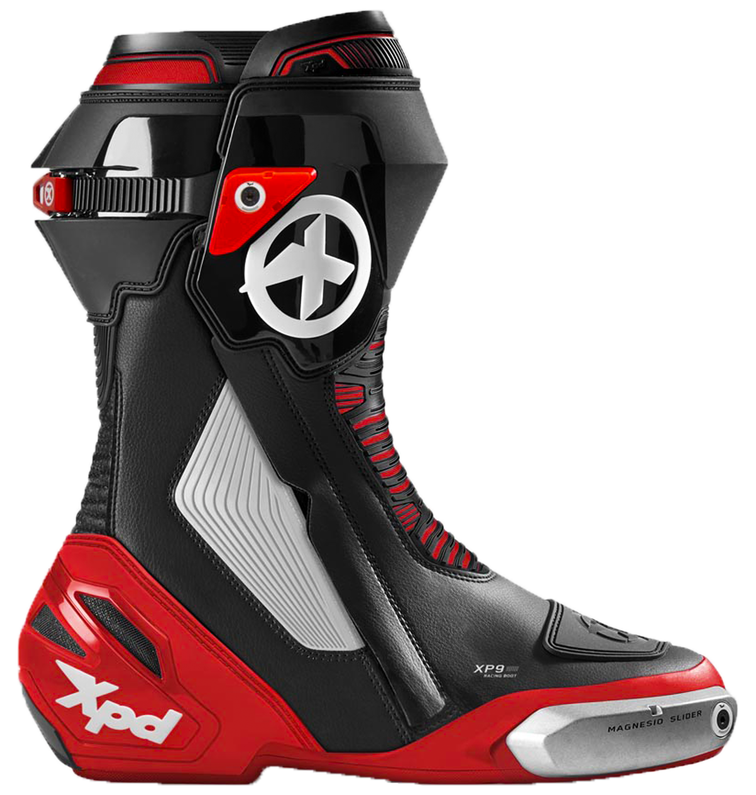 XPD XP9-S Bottes de course et de route pour moto | Homme | Noir/Rouge 