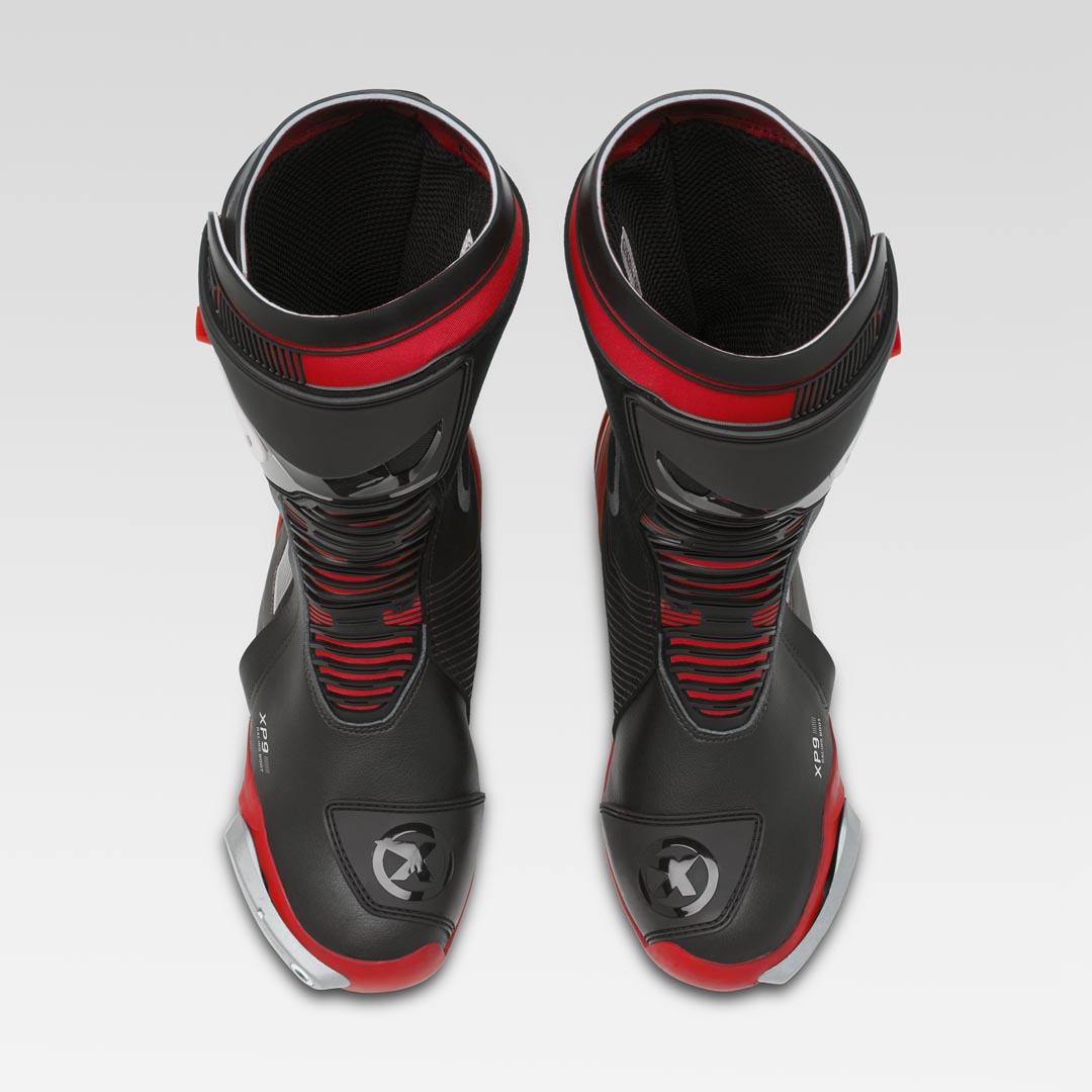 XPD XP9-S Bottes de course et de route pour moto | Homme | Noir/Rouge 