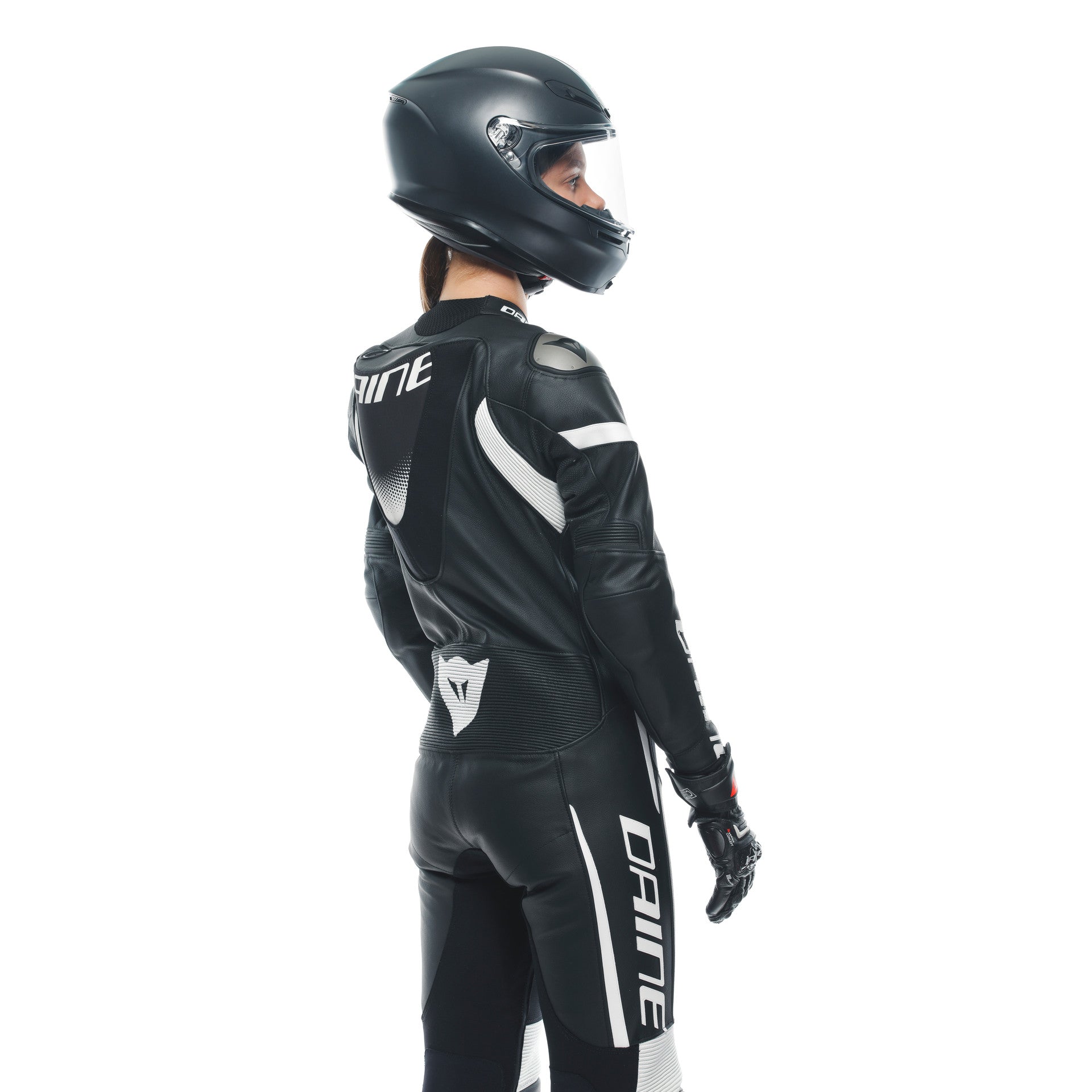Dainese Grobnik Lady combinaison en cuir une pièce – Combinaison de course perforée | Femmes | Noir/Blanc 