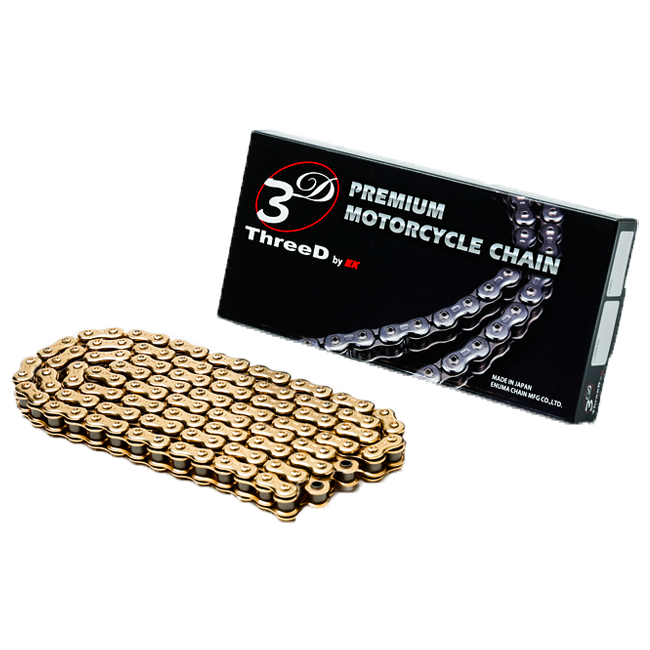 Chaîne EK 520 Z/3D Or/Or QX2-Ring ouverte avec verrouillage par rivet – 110 - 118 maillons 