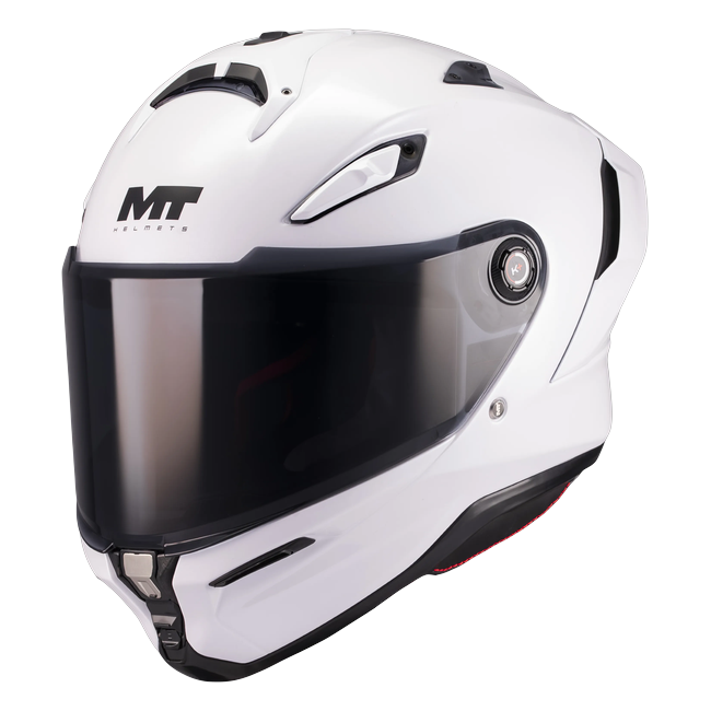 MT-Helmets KRE 2 Pure A0 Integralhelm in Weiß glänzend — Dreiviertelansicht von vorn
