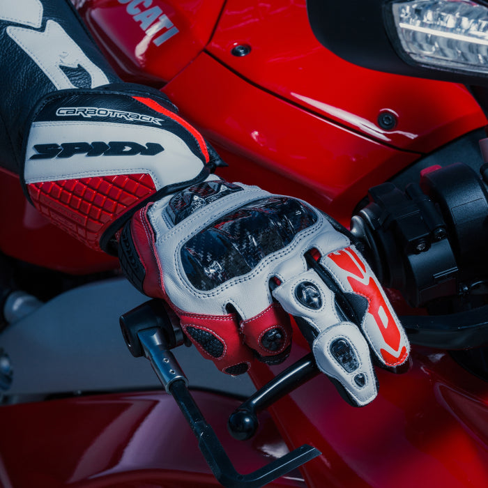 Gants de moto en cuir Spidi Carbo Track Evo Racing | Homme | Rouge | A203014 
