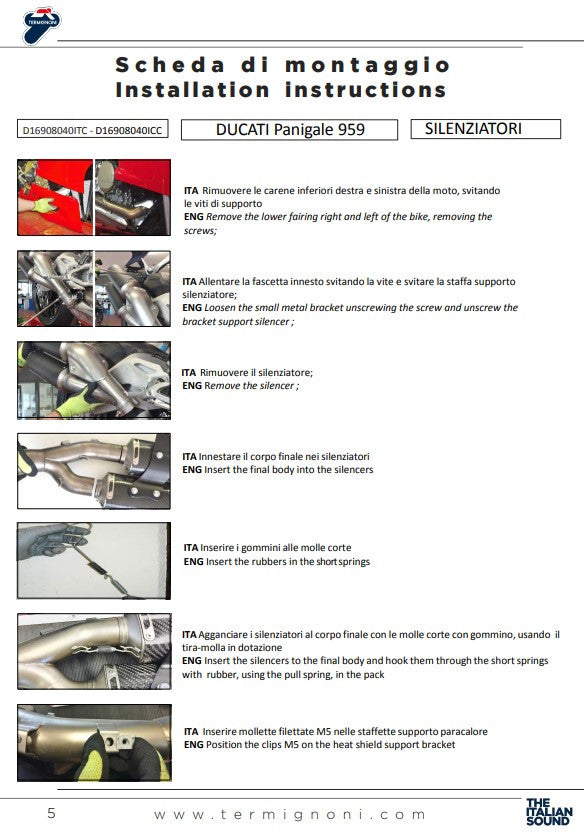 Silencieux Termignoni Slip-On Force Carbon pour Ducati Panigale 959 (16-19) D16908040ICC 
