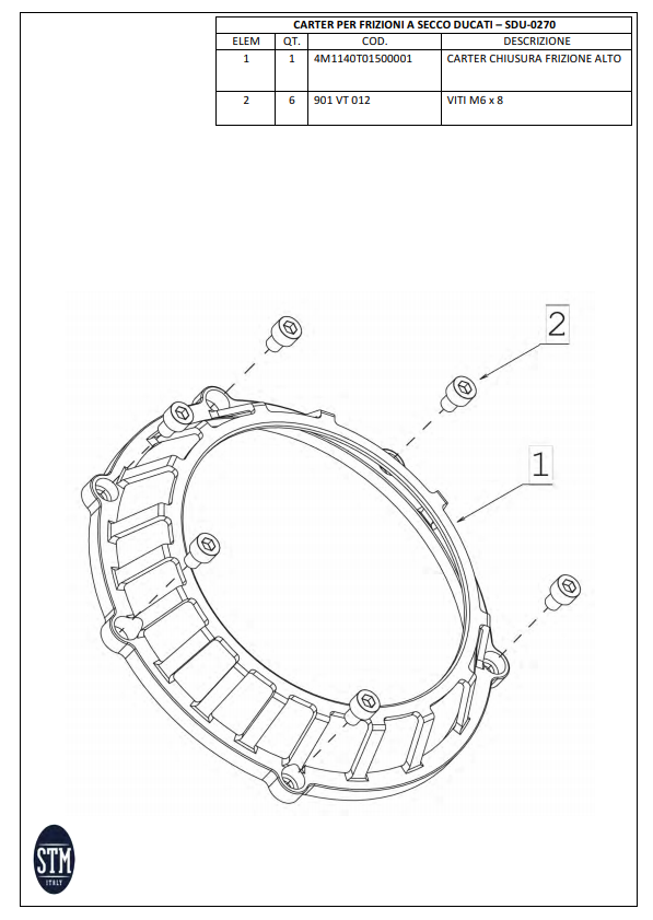 STM EVO SBK embrayage à sec Ducati Panigale 1199/1299 KTT-0400 