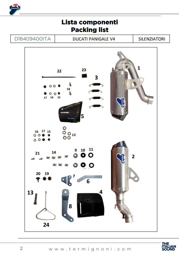 Kit d'échappement Slip-On Termignoni Édition Noire Ducati Panigale V4/S/R (18-24) D18409400INA 