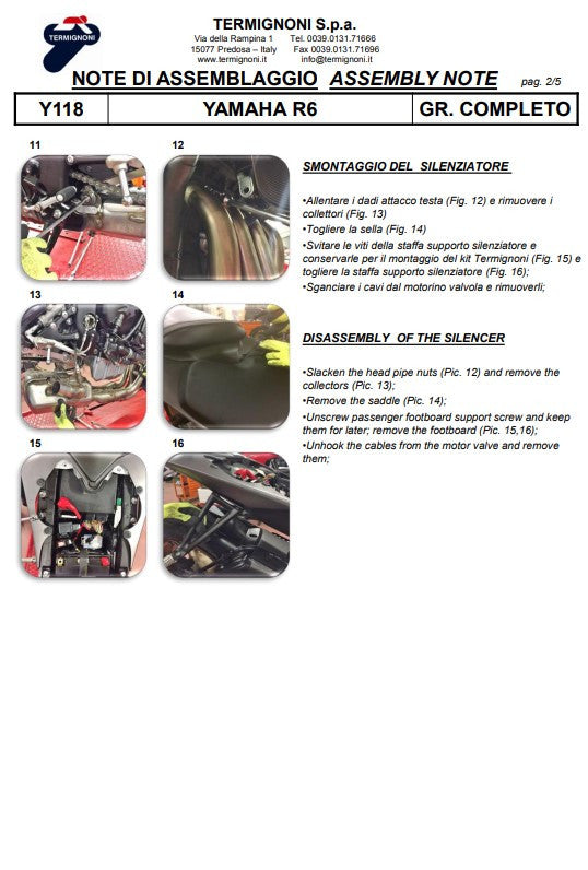 Kit complet Termignoni en titane Version SSP Yamaha YZF-R6 (06-25) Y11810200TCC 