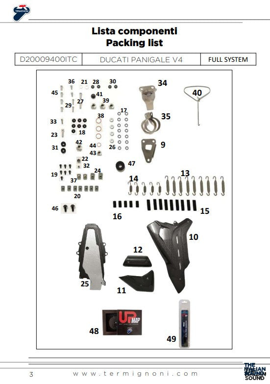Système d'échappement complet en acier inoxydable Termignoni D200 RHT Ducati Panigale V4 R (19-24) D20009400ITC 