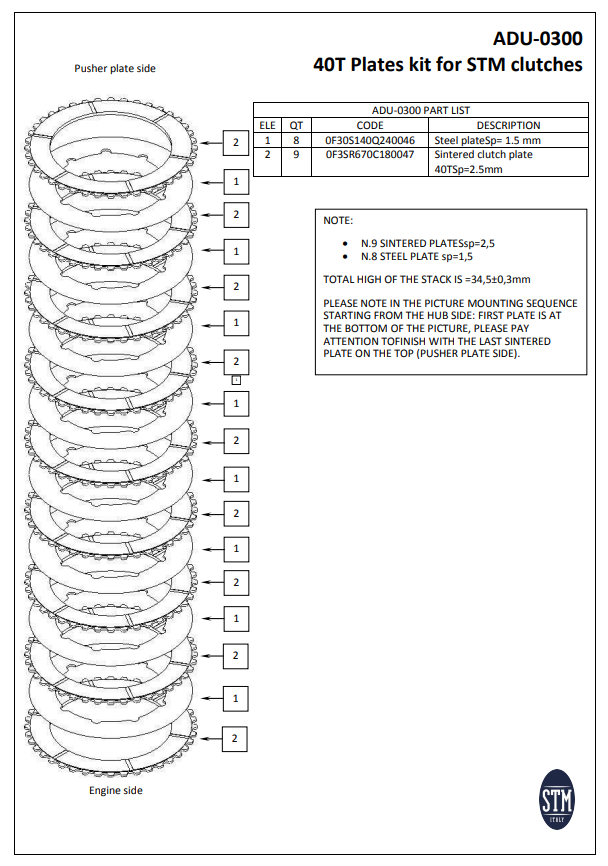 STM EVO GP Embrayage à sec BMW S1000RR K46 (09-18) KTT-1300 
