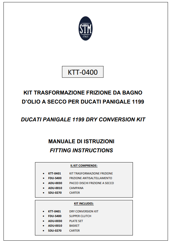 STM EVO SBK embrayage à sec Ducati Panigale 1199/1299 KTT-0400 