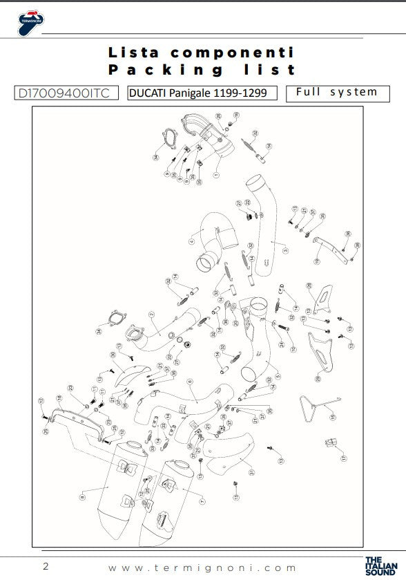 Système d'échappement complet Termignoni Force pour Ducati Panigale 1299/S (15-18) D17009400ITC 