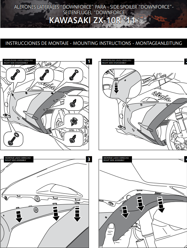 Spoiler de Winglets Puig pour l'appui aérodynamique Kawasaki ZX-10 R/RR (11-20) 9882 