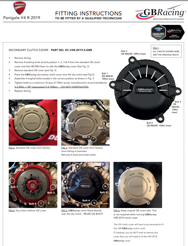 Protection de l'embrayage protection GBRacing Ducati Panigale V4 R (19-21) 