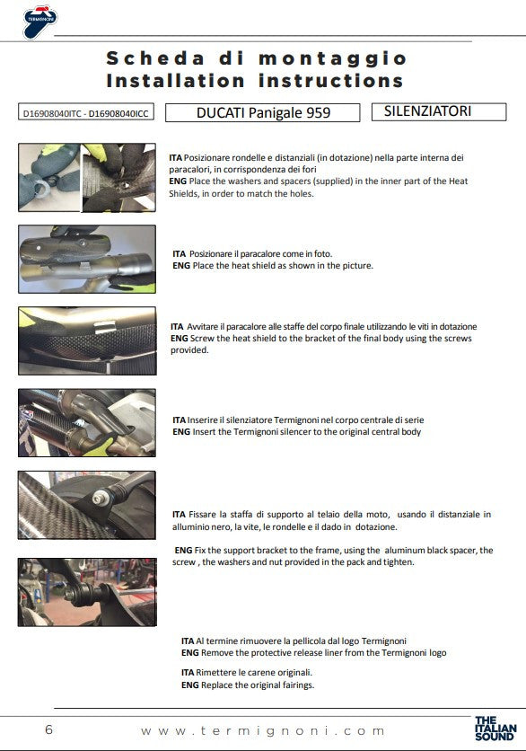 Silencieux Termignoni Slip-On Force Carbon pour Ducati Panigale 959 (16-19) D16908040ICC 