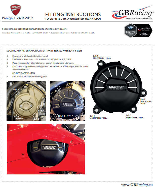 Kit complet de protections de carter moteur GBRacing pour Ducati Panigale V4 R (19-21) 