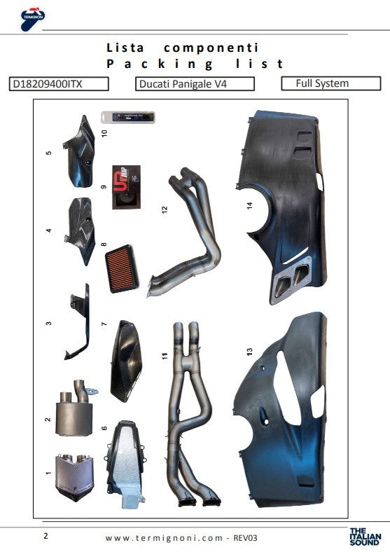 Système d'échappement complet Termignoni en acier inoxydable 4USCITE Ducati Panigale V4 R (19-24) D18209401ITX 