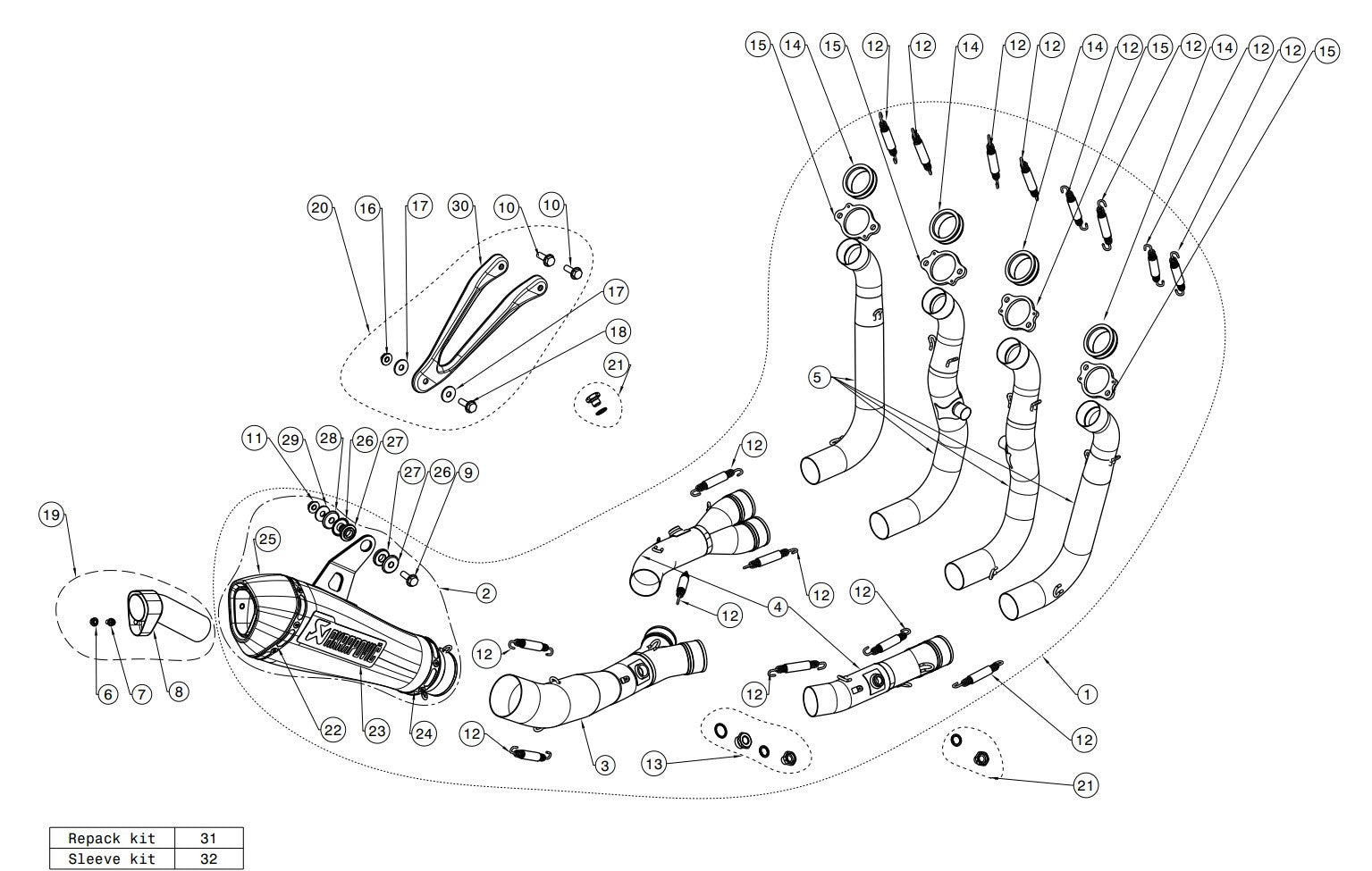 Ligne de course Akrapovic (acier inoxydable) BMW S1000RR K46 (15-18) S-B10R3-CZT 