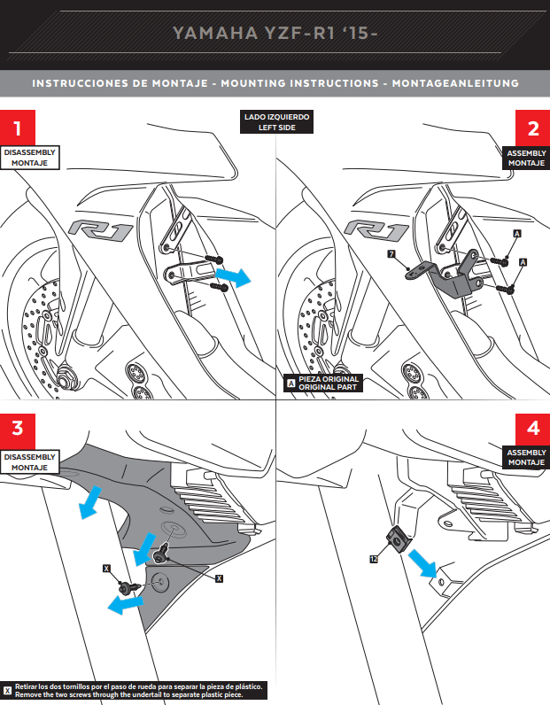 Spoiler Puig Winglets Downforce Yamaha YZF-R1/M RN32 RN49 (15-19) 9766 