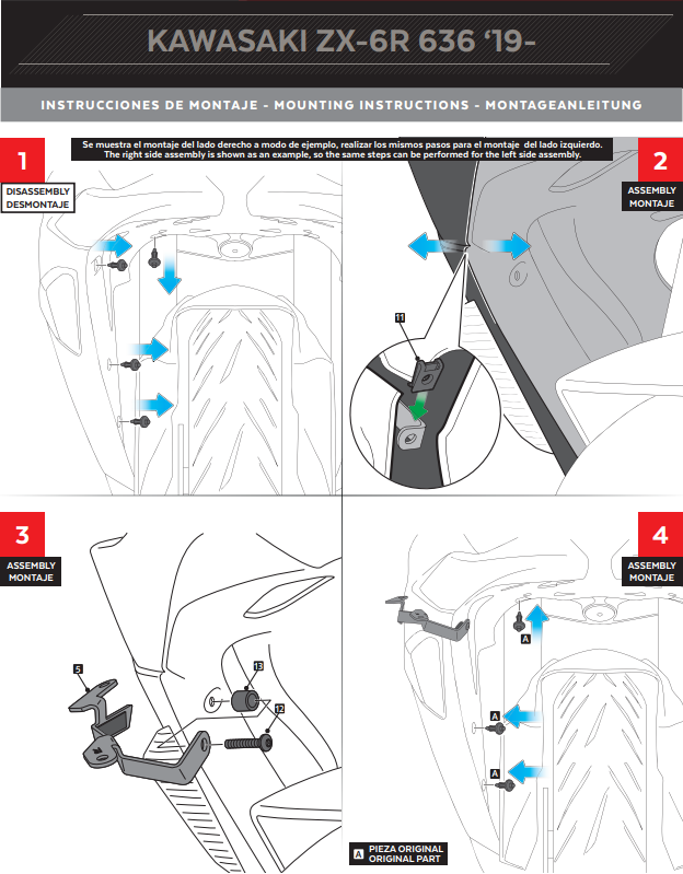 Puig Winglets Spoiler Aérodynamique Kawasaki ZX-6R 636 (18-23) 3176 